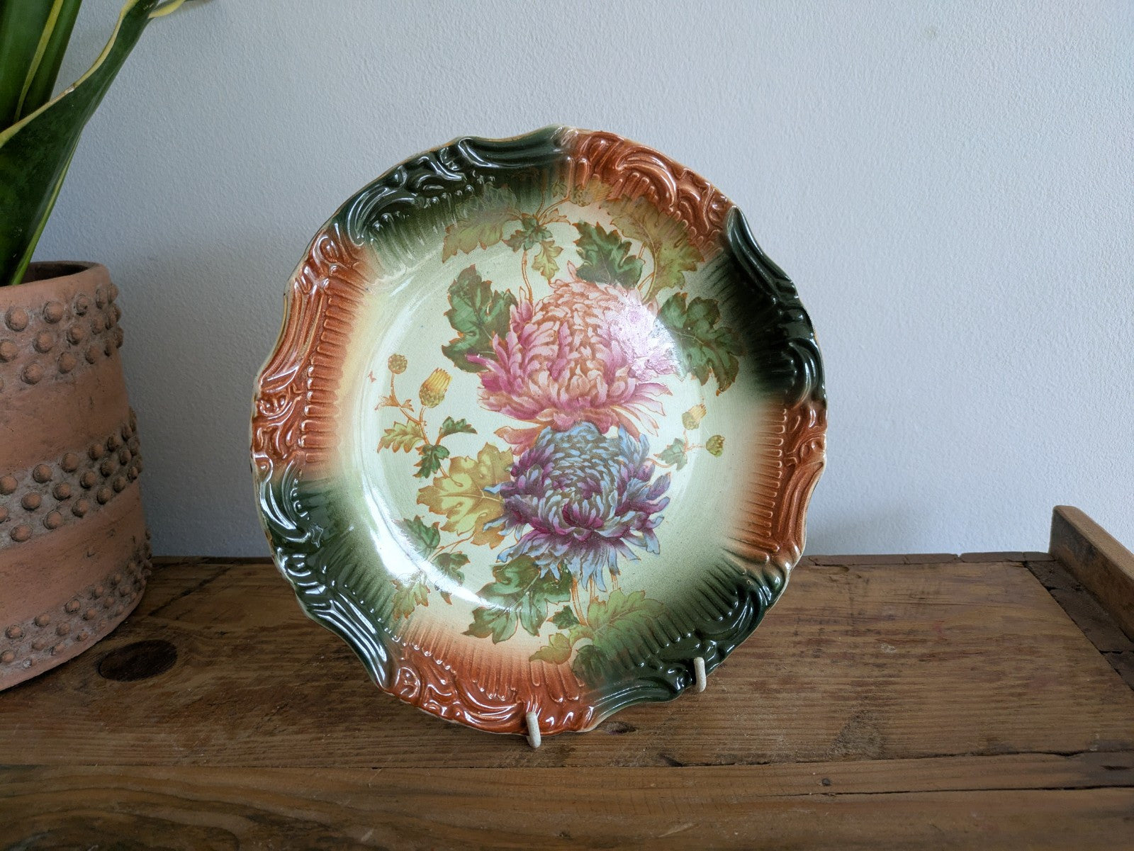 Antique James Kent Longton JKL Plate England Victorian Chrysanthemum Pattern Vtg
