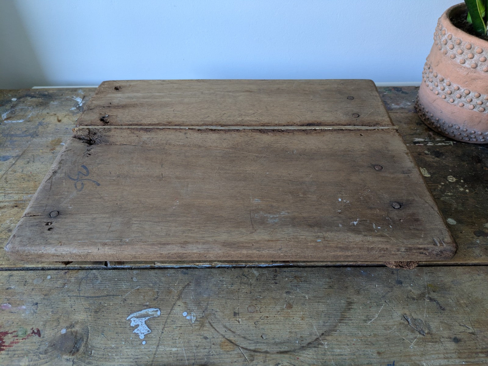 Antique Wooden Bajot Floor Sitting Stool Original Old Hand Crafted Serving Board