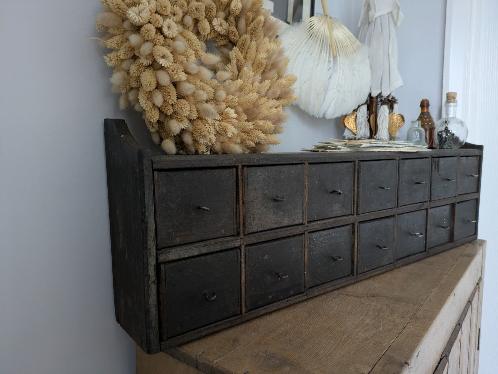 Antique Vtg Apothecary Drawers Scratch Built Garage Workshop Engineers Pigeon 