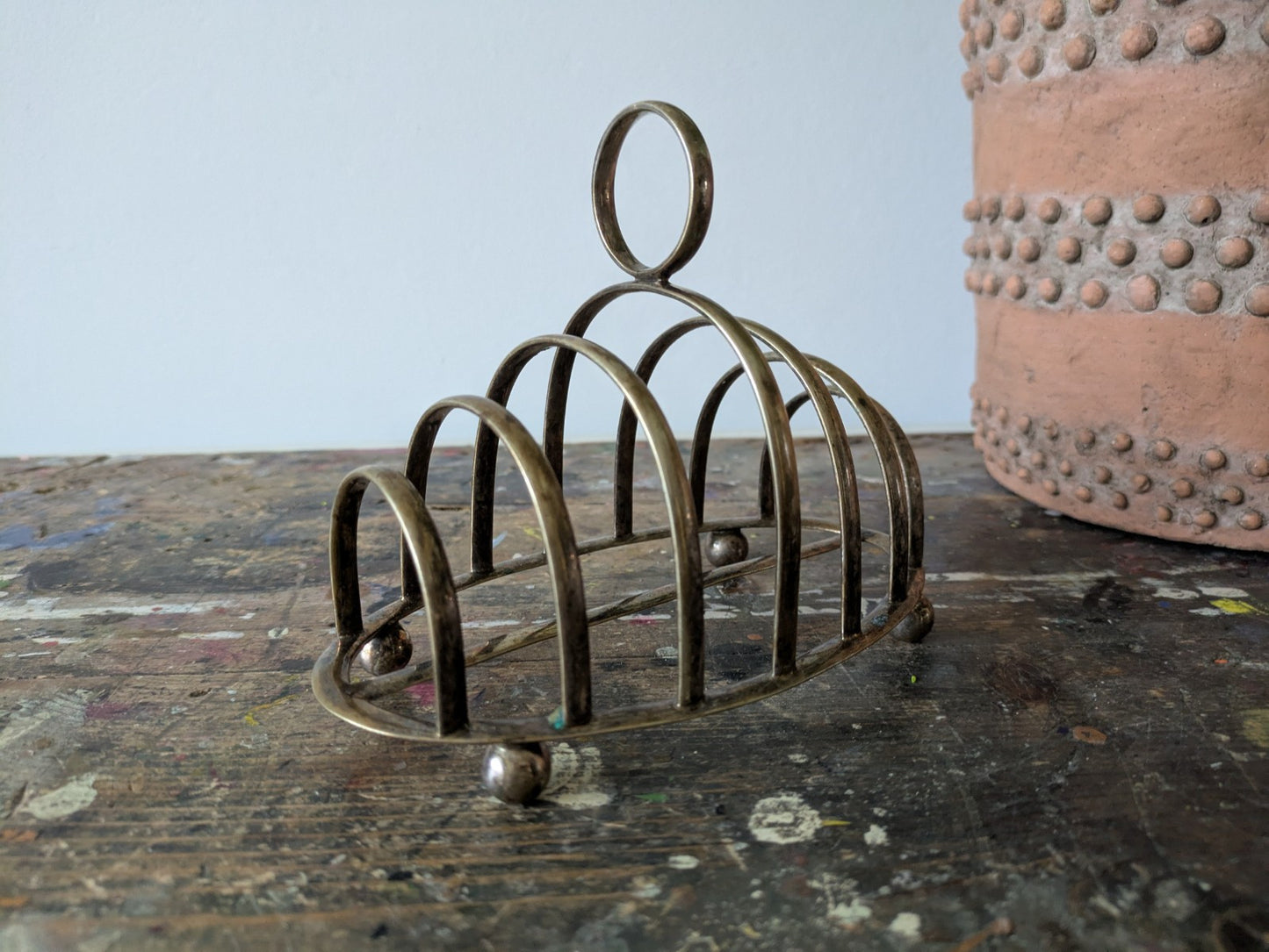 Antique Silver Plated 6 Slice Toast Rack William Adams England 1900's Kitchen 