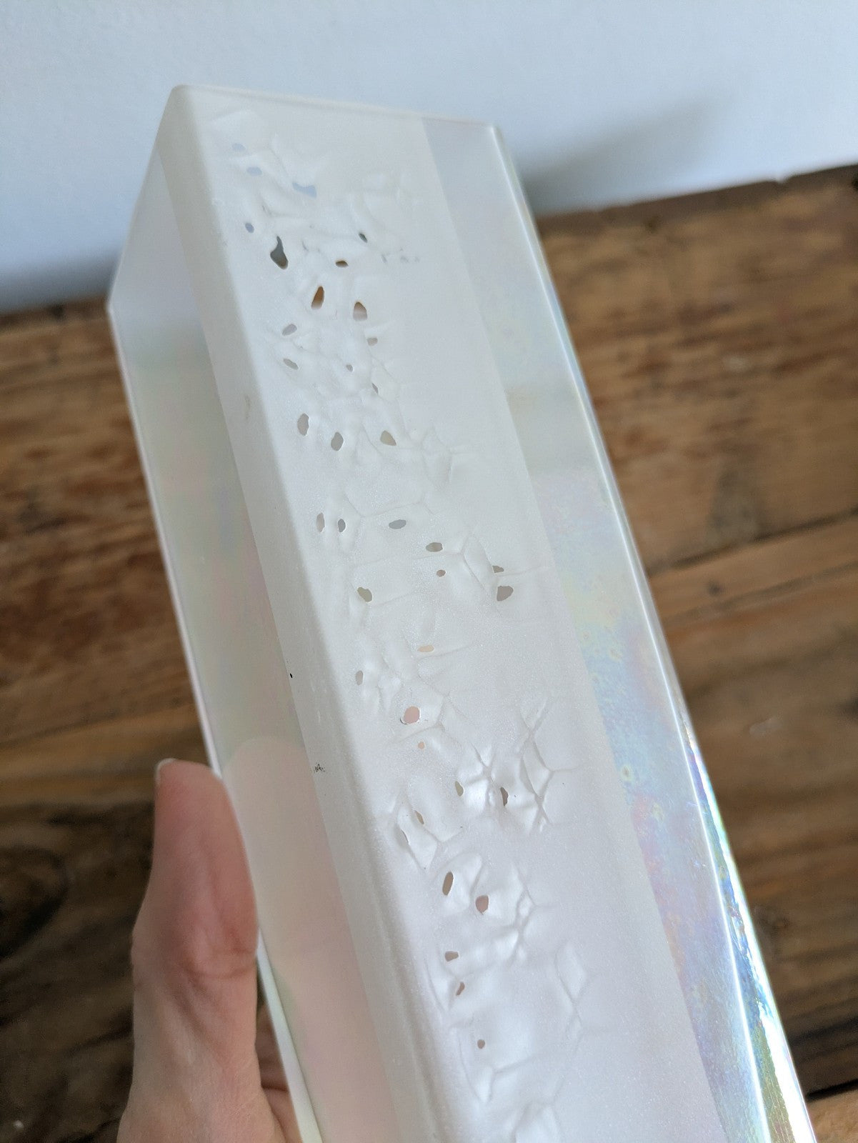 VTG Vase bud W E Porter 89 iridescent contemporary Rectangular White Floral Sign